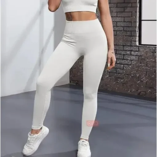 Elastic Thread Knitted Leggings - Image 2