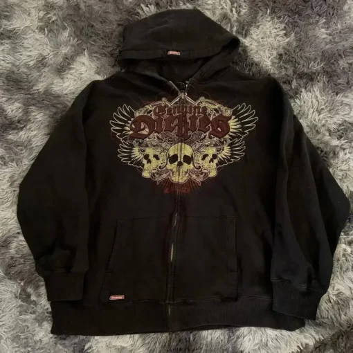 Red Y2K Zipper Hoodie - Image 8