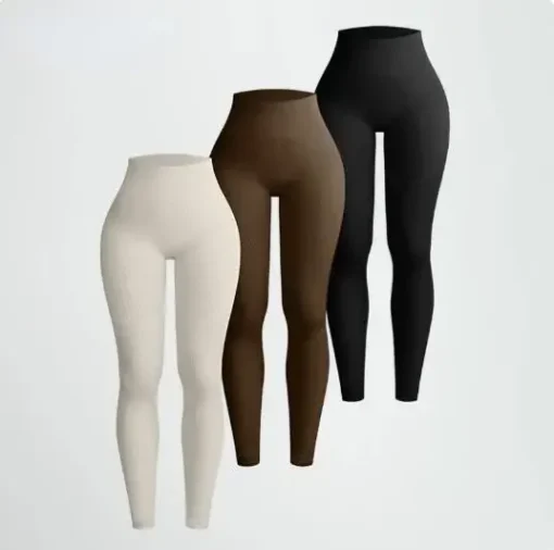 Elastic Thread Knitted Leggings - Image 12