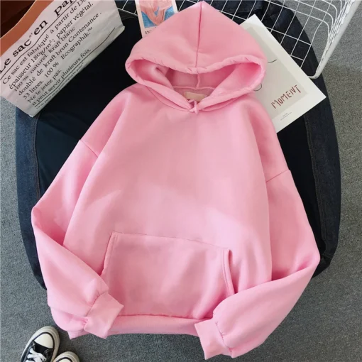 Pullover Casual Solid Hoodie - Image 3