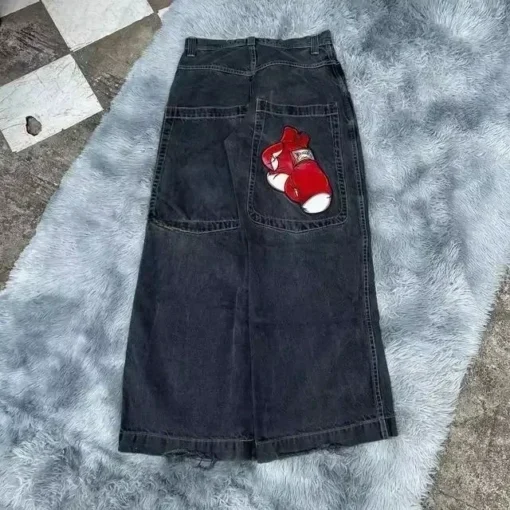Dice Embroidered Baggy Jeans - Image 4