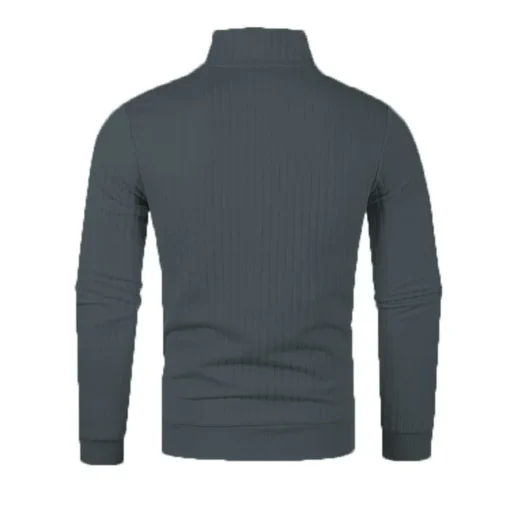 Semi Turtleneck Long Sleeve Half Zip Pullover Knitted Sweater - Image 30