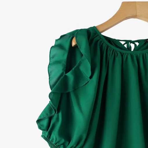 ZANZEA Cold Shoulder Ruffle Blouse - Image 11