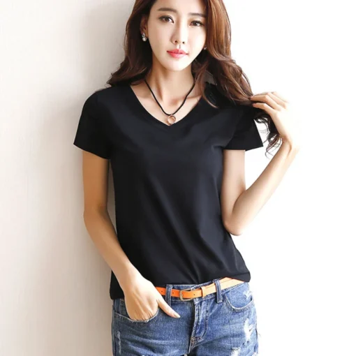Black / White Short Summer Blouse - Image 2
