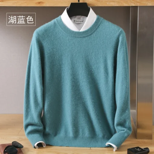 Men's 100% Pure Mink Cashmere Sweater - Image 16