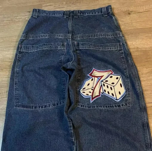 Dice Embroidered Baggy Jeans - Image 2