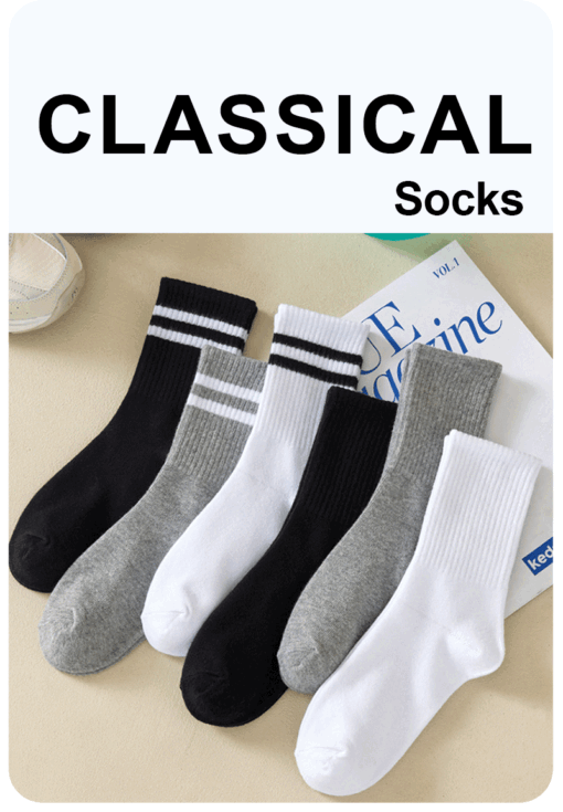 6 Pairs Breathable Mid Socks - Image 18