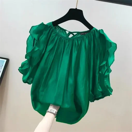 ZANZEA Cold Shoulder Ruffle Blouse - Image 7