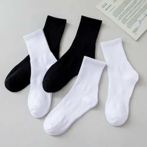 5Pairs Brand Men Cotton New Style White Socks - Image 4