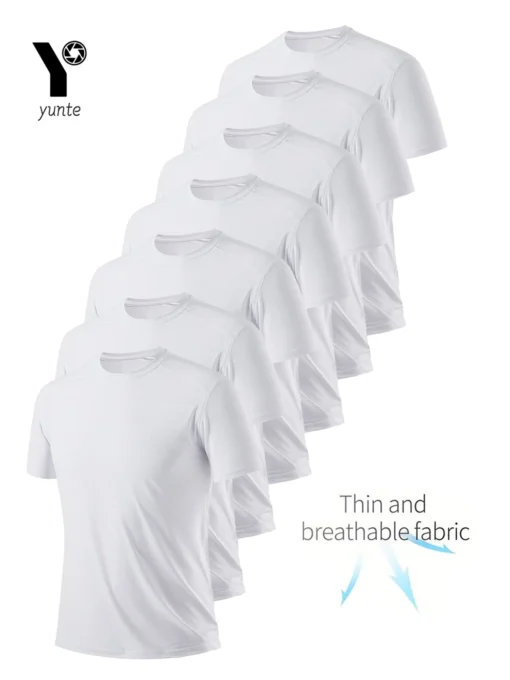 7-Piece White Ultra-Light Men's Quick-Drying Breathable Sweat-Absorbent Shirt