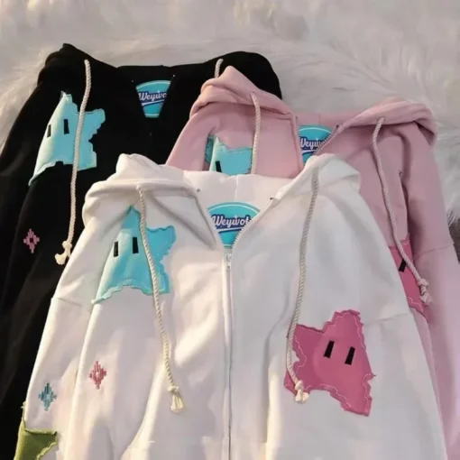 Y2K Oversized Kawaii Zip Up Hoodie - Image 4
