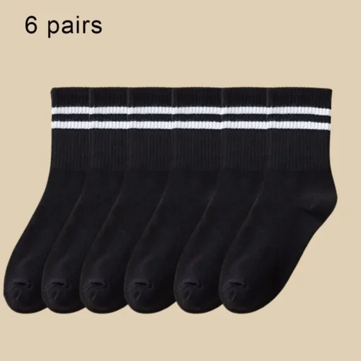 6 Pairs Breathable Mid Socks - Image 16