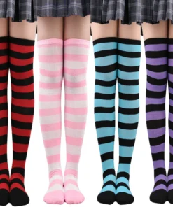 Striped Over Knee Stockings