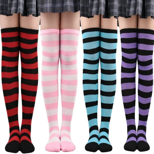 Striped Over Knee Stockings