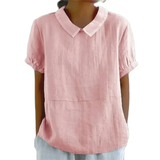 Solid Lapel Pullover Blouse