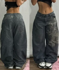 Oversized Print Baggy Jeans