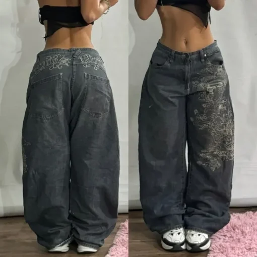 Oversized Print Baggy Jeans