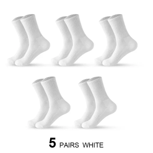 5Pairs Brand Men Cotton New Style White Socks - Image 8