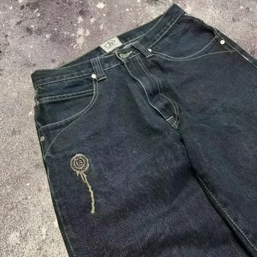 Skull Embroidered Jeans - Image 5