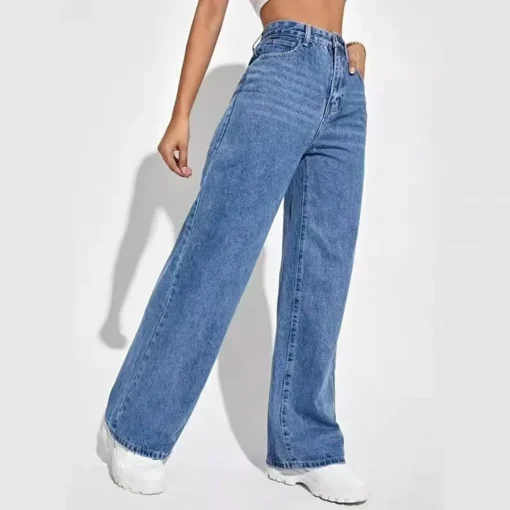 High Waisted All-In-One Blue Jeans - Image 4