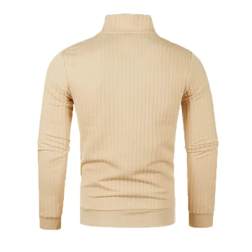 Semi Turtleneck Long Sleeve Half Zip Pullover Knitted Sweater - Image 27