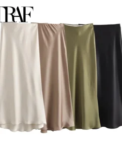 TRAF Satin High Waist Skirt