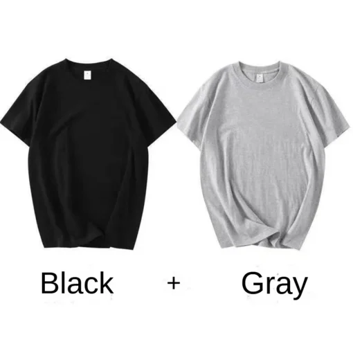 2PCS 100% Cotton Solid T Shirts - Image 8