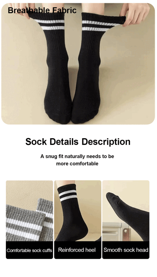 6 Pairs Breathable Mid Socks - Image 20