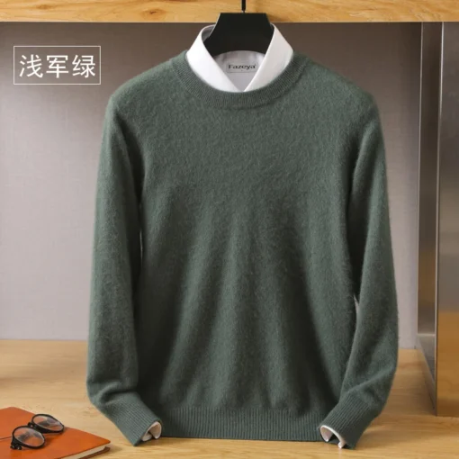Men's 100% Pure Mink Cashmere Sweater - Image 10