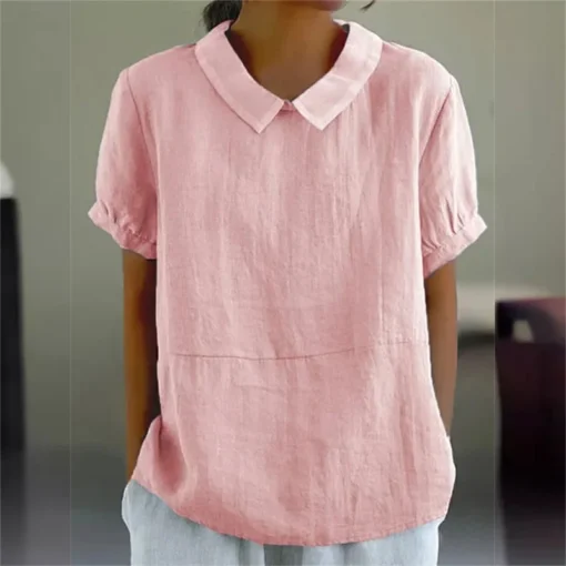 Solid Lapel Pullover Blouse - Image 7
