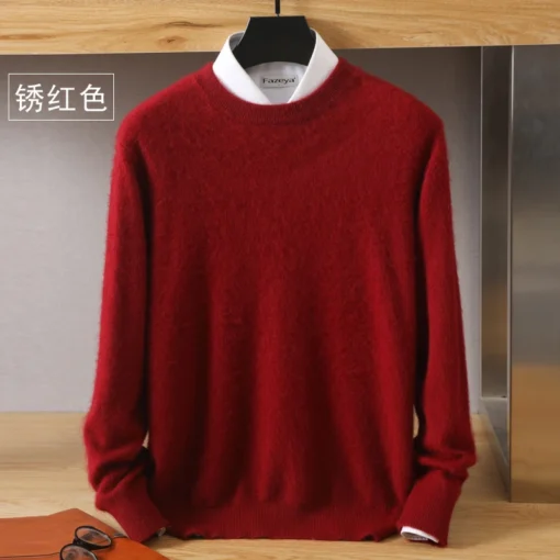 Men's 100% Pure Mink Cashmere Sweater - Image 17