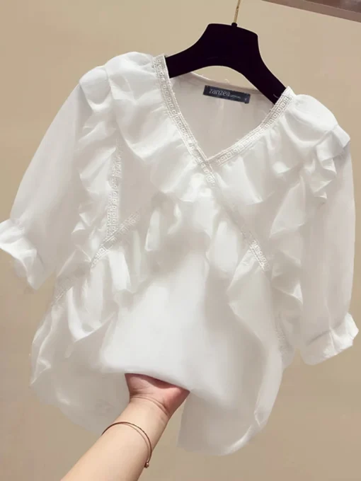 ZANZEA Solid Ruffle Blouse - Image 11