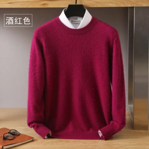 Men's 100% Pure Mink Cashmere Sweater - Image 8