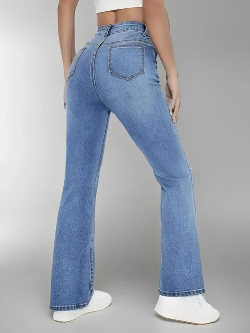 Slimming High Waist Washed Jeans - Image 3