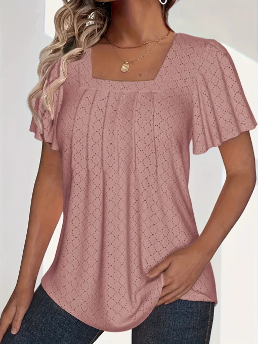 Loose Ruffle Hollow Top - Image 21