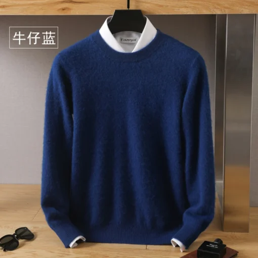 Men's 100% Pure Mink Cashmere Sweater - Image 22