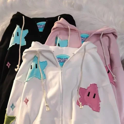 Y2K Oversized Kawaii Zip Up Hoodie - Image 13