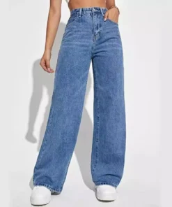 High Waisted All-In-One Blue Jeans