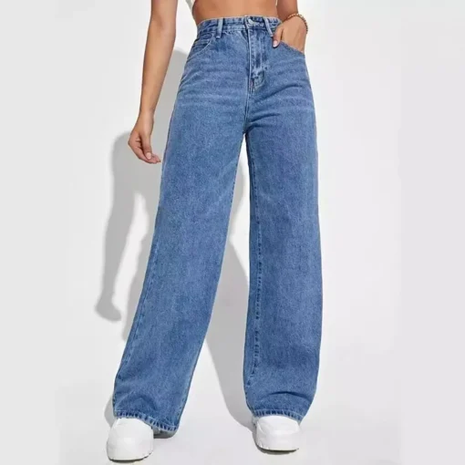 High Waisted All-In-One Blue Jeans