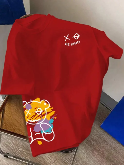 BE KIND letter cartoon print casual short sleeved T-shirt - Image 14