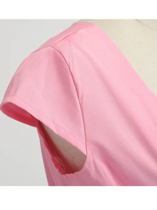 Pink Summer V Neck Dress - Image 12