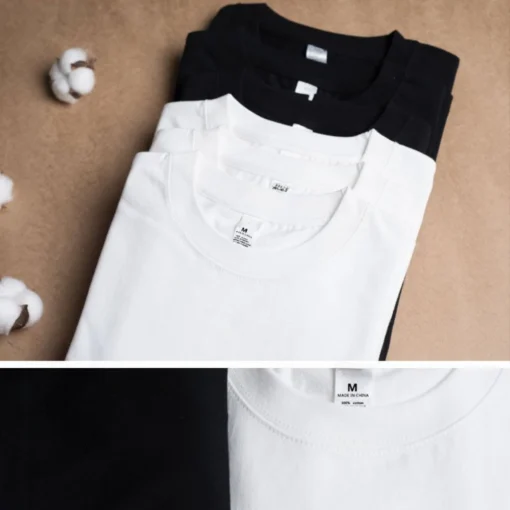 2PCS 100% Cotton Solid T Shirts - Image 6