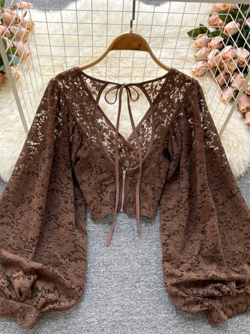 Autumn Elegant Lace Blouse - Image 5