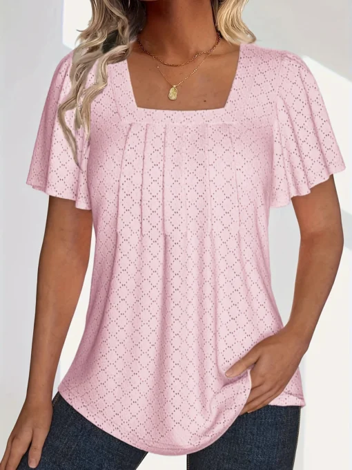 Loose Ruffle Hollow Top - Image 18