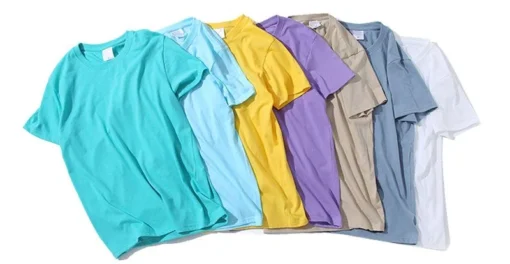 100% Cotton Solid Colour O Neck Short-sleeved Tops - Image 21