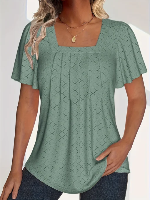 Loose Ruffle Hollow Top - Image 12