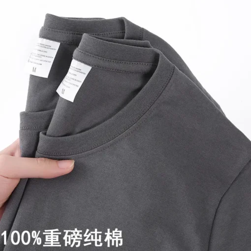 100% Cotton Solid Colour O Neck Short-sleeved Tops - Image 8