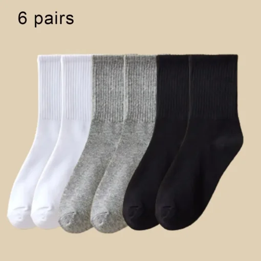 6 Pairs Breathable Mid Socks - Image 11