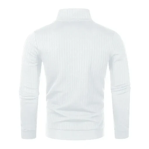 Semi Turtleneck Long Sleeve Half Zip Pullover Knitted Sweater - Image 15