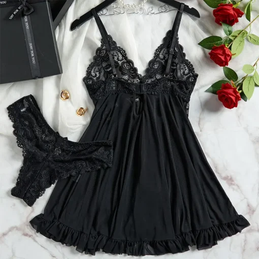 Exquisite Lace Lingerie Nightgown - Image 17